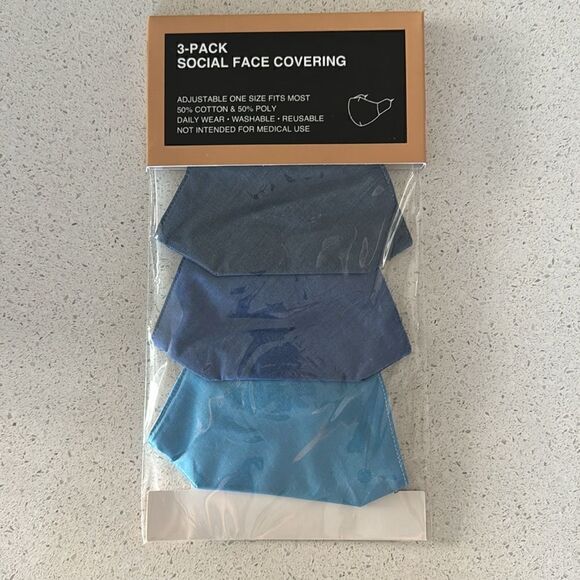 NWT Fossil Social Face Covering Bundle of 3 in a pack Denim Color Blue - Picture 9 of 9